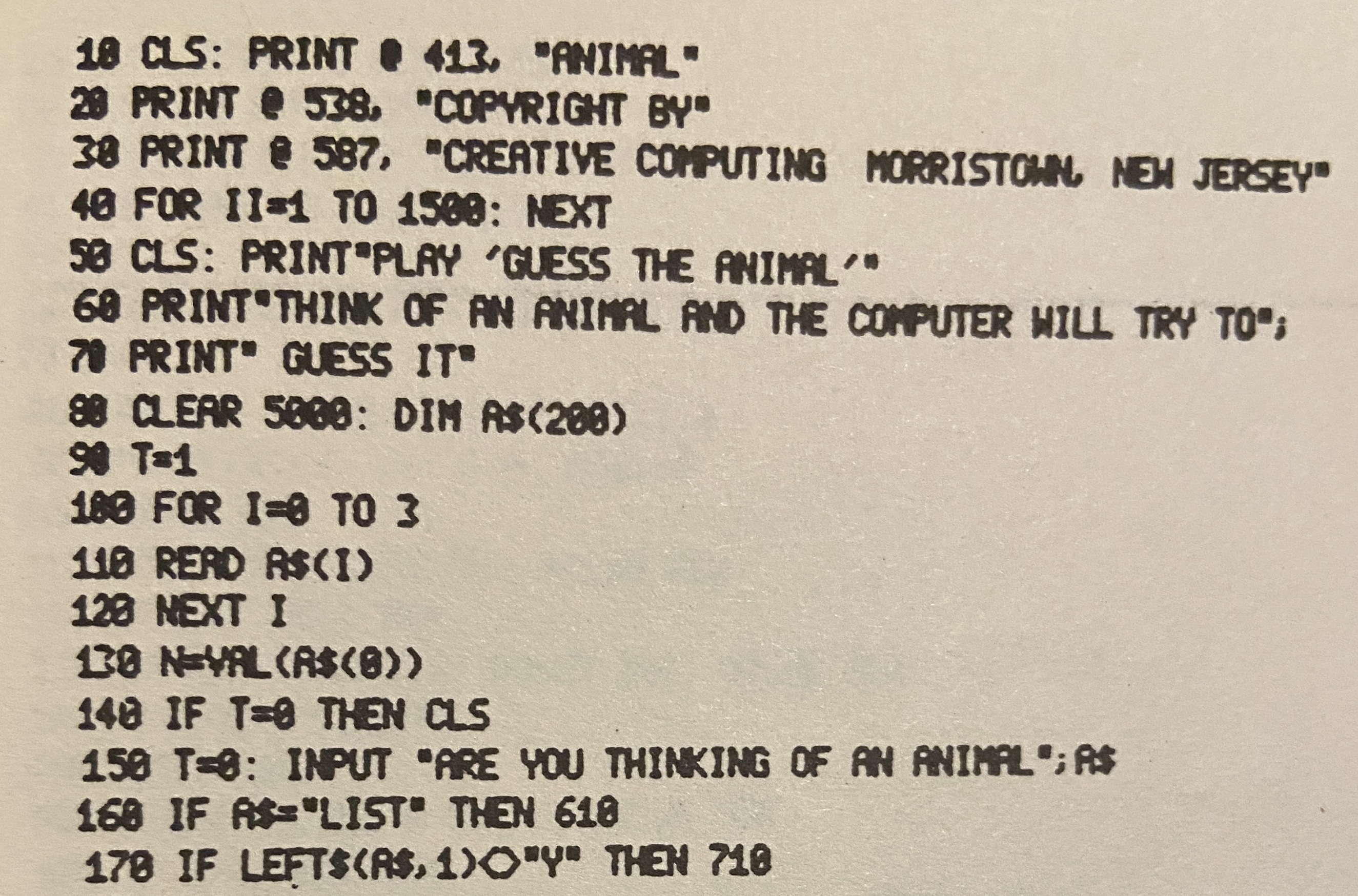 “Part of the Animal BASIC Code”